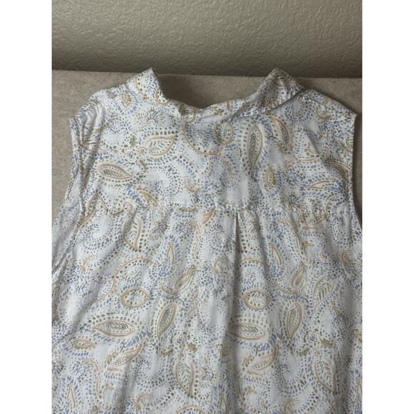 Rachel Ashwell 100% Linen Shirt Dress 3X Paisley Print White Green Blue Tan - Picture 8 of 10